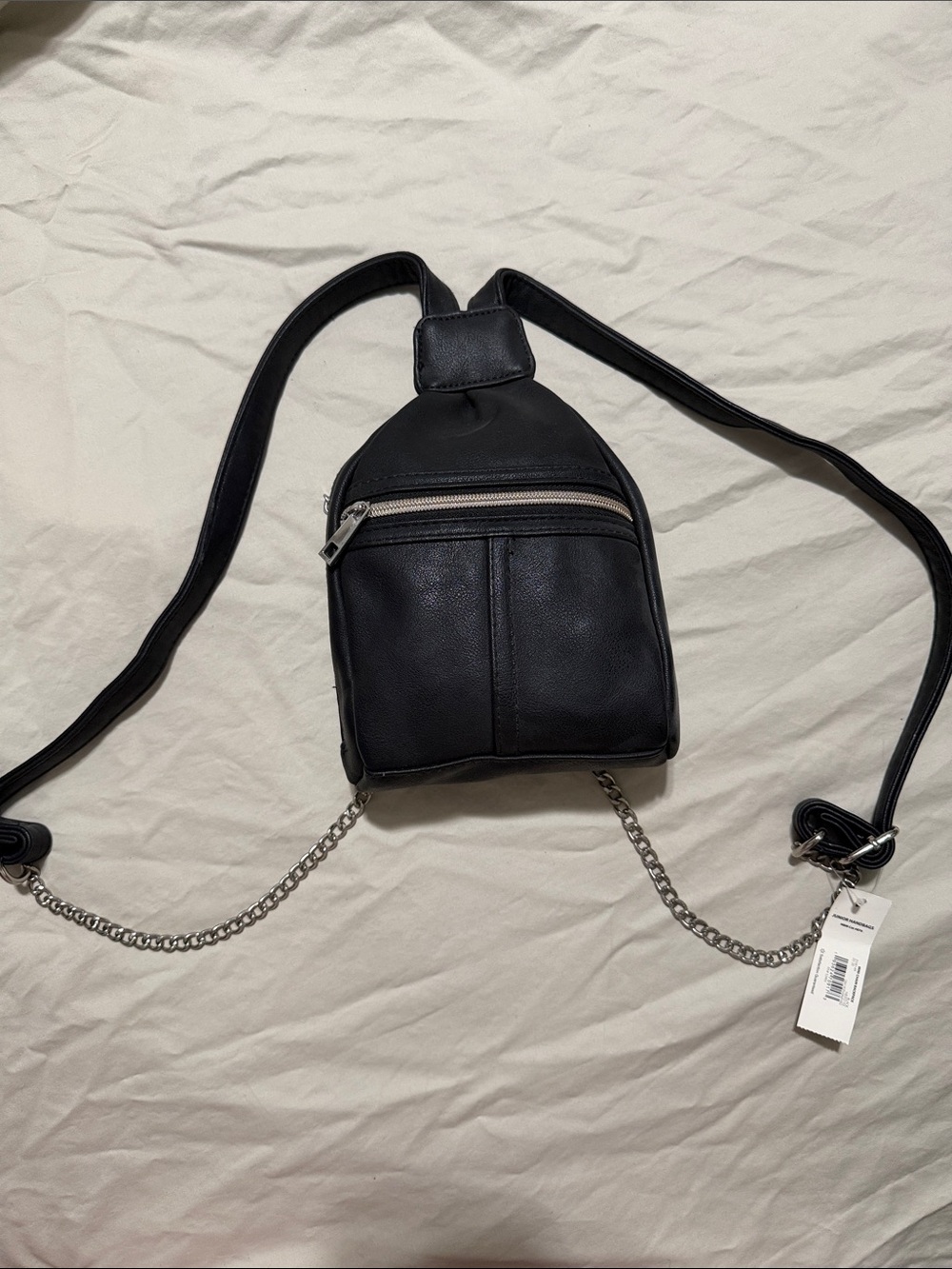 Classic Black Leather Crossbody Sling Bag